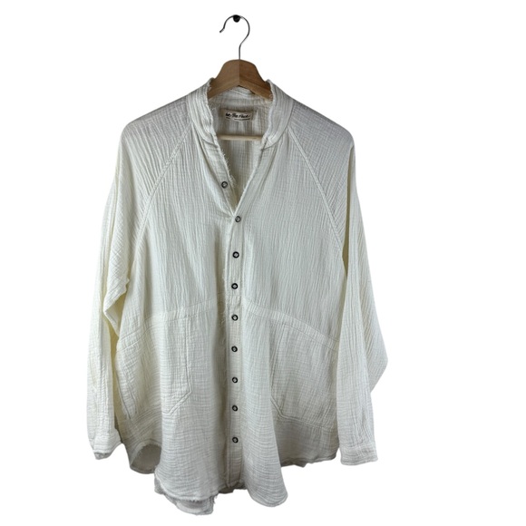 FREE PEOPLE We the Free Summer Daydream Frayed Button Down Shirt Small - Picture 5 of 13